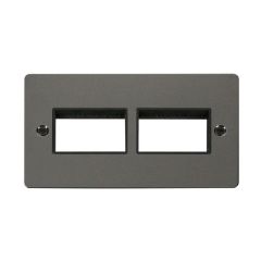 Click Define FPBN406BK 2 Gang MiniGrid Unfurnished Plate - 2 x 3 Apertures Black Nickel
