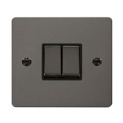 Click Define FPBN412BK 10AX 2 Gang 2 Way Plate Switch Black Nickel
