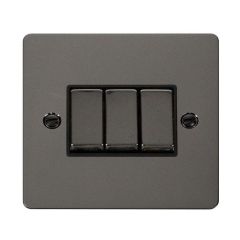 Click Define FPBN413BK 10AX 3 Gang 2 Way Plate Switch Black Nickel