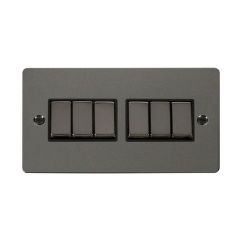 Click Define FPBN416BK 10AX 6 Gang 2 Way Plate Switch Black Nickel