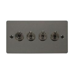 Click Define FPBN424 10AX 4 Gang 2 Way Toggle Plate Switch Black Nickel