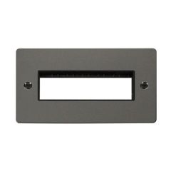 Click Define FPBN426BK 2 Gang MiniGrid Unfurnished Plate - 6 In-Line Apertures Black Nickel