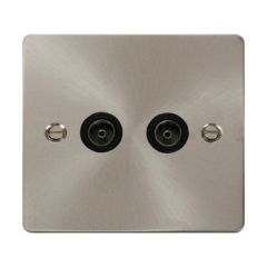 Click Define FPBS066BK Twin Non-Isolated Coaxial Outlet Brushed Stainless