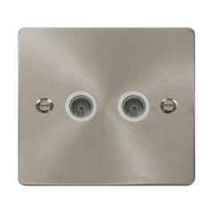 Click Define FPBS066WH Twin Non-Isolated Coaxial Outlet Brushed Stainless