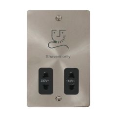 Click Define FPBS100BK 115V/230V Dual Voltage Shaver Socket Outlet Brushed Stainless