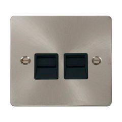 Click Define FPBS121BK Twin Telephone Outlet (Master) Brushed Stainless