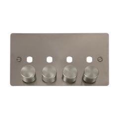 Click Define FPBS154PL 2 Gang Unfurnished Dimmer Plate & Knobs (1600W Max) - 4 Apertures Brushed Stainless