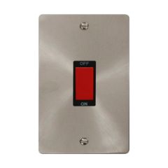 Click Define FPBS202BK 45A 2 Gang (Vertical) DP Plate Switch Brushed Stainless