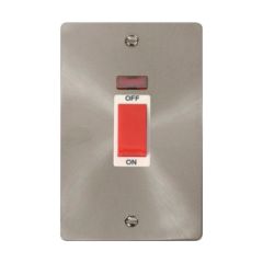 Click Define FPBS203WH 45A 2 Gang (Vertical) DP Plate Switch With Neon Brushed Stainless