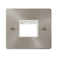 Click Define FPBS402WH 1 Gang MiniGrid Unfurnished Plate - 2 Apertures Brushed Stainless