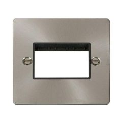 Click Define FPBS403BK 1 Gang MiniGrid Unfurnished Plate - 3 Apertures Brushed Stainless
