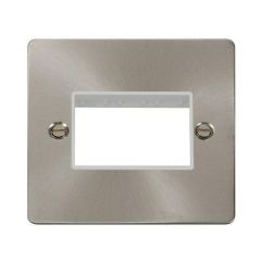 Click Define FPBS403WH 1 Gang MiniGrid Unfurnished Plate - 3 Apertures Brushed Stainless