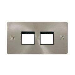 Click Define FPBS404BK 2 Gang MiniGrid Unfurnished Plate - 2 x 2 Apertures Brushed Stainless
