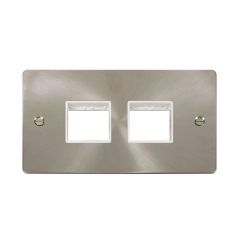 Click Define FPBS404WH 2 Gang MiniGrid Unfurnished Plate - 2 x 2 Apertures Brushed Stainless