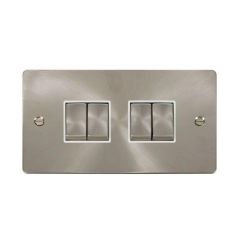Click Define FPBS414WH 10AX 4 Gang 2 Way Plate Switch Brushed Stainless