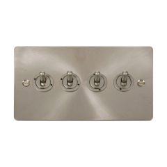 Click Define FPBS424 10AX 4 Gang 2 Way Toggle Plate Switch Brushed Stainless