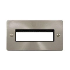Click Define FPBS426BK 2 Gang MiniGrid Unfurnished Plate - 6 In-Line Apertures Brushed Stainless