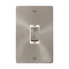 Click Define FPBS502WH 45A 2 Gang (Vertical) DP Plate Switch Brushed Stainless