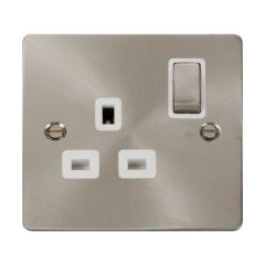 Click Define FPBS535WH 13A 1 Gang DP Switched Socket Outlet Brushed Stainless