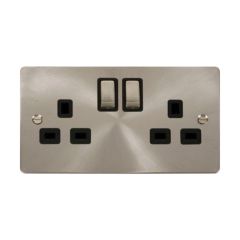 Click Define FPBS536BK 13A 2 Gang DP Switched Socket Outlet Brushed Stainless