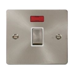 Click Define FPBS723WH 20A DP Plate Switch With Neon Brushed Stainless