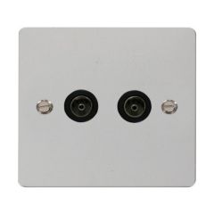 Click Define FPCH066BK Twin Non-Isolated Coaxial Outlet Chrome