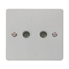 Click Define FPCH066WH Twin Non-Isolated Coaxial Outlet Chrome