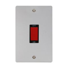 Click Define FPCH202BK 45A 2 Gang (Vertical) DP Plate Switch Chrome