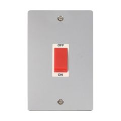 Click Define FPCH202WH 45A 2 Gang (Vertical) DP Plate Switch Chrome