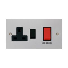 Click Define FPCH204BK 45A 2 Gang DP Switch With 13A DP Switched Socket Outlet Chrome