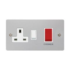 Click Define FPCH204WH 45A 2 Gang DP Switch With 13A DP Switched Socket Outlet Chrome
