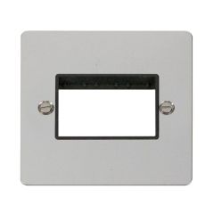 Click Define FPCH403BK 1 Gang MiniGrid Unfurnished Plate - 3 Apertures Chrome