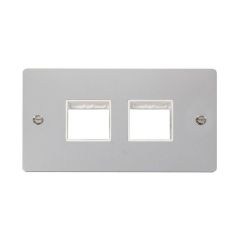 Click Define FPCH404WH 2 Gang MiniGrid Unfurnished Plate - 2 x 2 Apertures Chrome