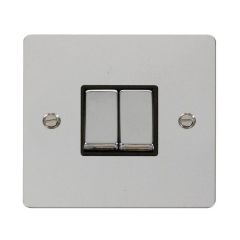Click Define FPCH412BK 10AX 2 Gang 2 Way Plate Switch Chrome
