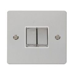 Click Define FPCH412WH 10AX 2 Gang 2 Way Plate Switch Chrome