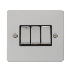 Click Define FPCH413BK 10AX 3 Gang 2 Way Plate Switch Chrome