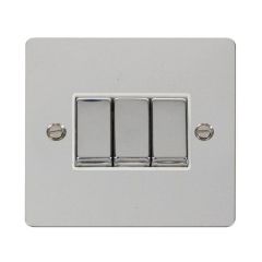 Click Define FPCH413WH 10AX 3 Gang 2 Way Plate Switch Chrome