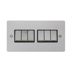 Click Define FPCH416BK 10AX 6 Gang 2 Way Plate Switch Chrome
