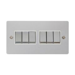 Click Define FPCH416WH 10AX 6 Gang 2 Way Plate Switch Chrome