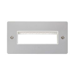 Click Define FPCH426WH 2 Gang MiniGrid Unfurnished Plate - 6 In-Line Apertures Chrome