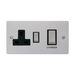 Click Define FPCH504BK 45A 2 Gang DP Switch With 13A DP Switched Socket Outlet Chrome