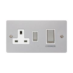 Click Define FPCH504WH 45A 2 Gang DP Switch With 13A DP Switched Socket Outlet Chrome