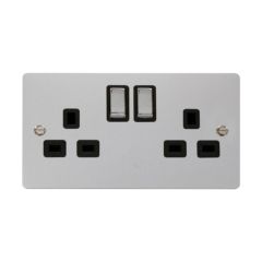 Click Define FPCH536BK 13A 2 Gang DP Switched Socket Outlet Chrome