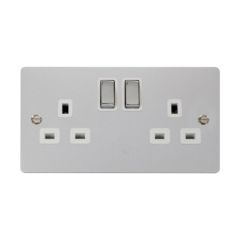 Click Define FPCH536WH 13A 2 Gang DP Switched Socket Outlet Chrome