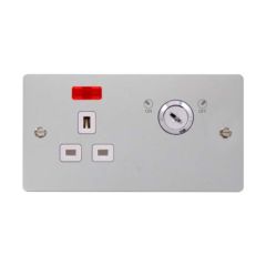 Click Define FPCH655WH 13A 1 Gang DP Key Lockable Switched Socket With Neon (Double Plate) Chrome
