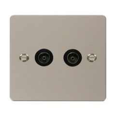 Click Define FPPN066BK Twin Non-Isolated Coaxial Outlet Pearl Nickel