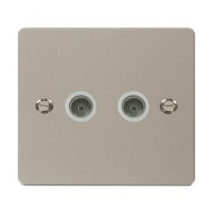 Click Define FPPN066WH Twin Non-Isolated Coaxial Outlet Pearl Nickel