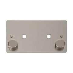 Click Define FPPN186 2 Gang Unfurnished Dimmer Plate & Knobs (1630W Max) - 2 Apertures Pearl Nickel