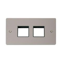 Click Define FPPN404BK 2 Gang MiniGrid Unfurnished Plate - 2 x 2 Apertures Pearl Nickel