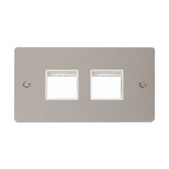 Click Define FPPN404WH 2 Gang MiniGrid Unfurnished Plate - 2 x 2 Apertures Pearl Nickel
